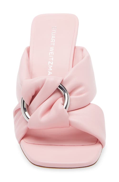 Stuart Weitzman Cece Leather Twisted Ring Slide Sandals In Pink Marshmallow