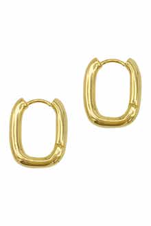 Adornia Water Resistant Rectangle Huggie Hoop Earrings