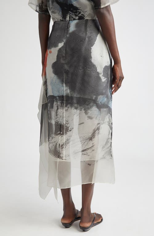 Jason Wu Collection Sheer Asymmetric Handkerchief Hem Silk Organza Midi Skirt