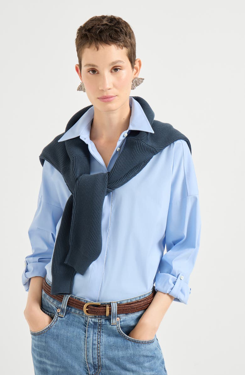 Brunello Cucinelli Poplin shirt, Alternate, color, Sky Blue