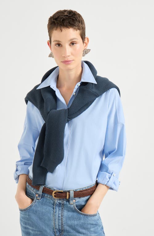 Brunello Cucinelli Poplin Shirt In Blue