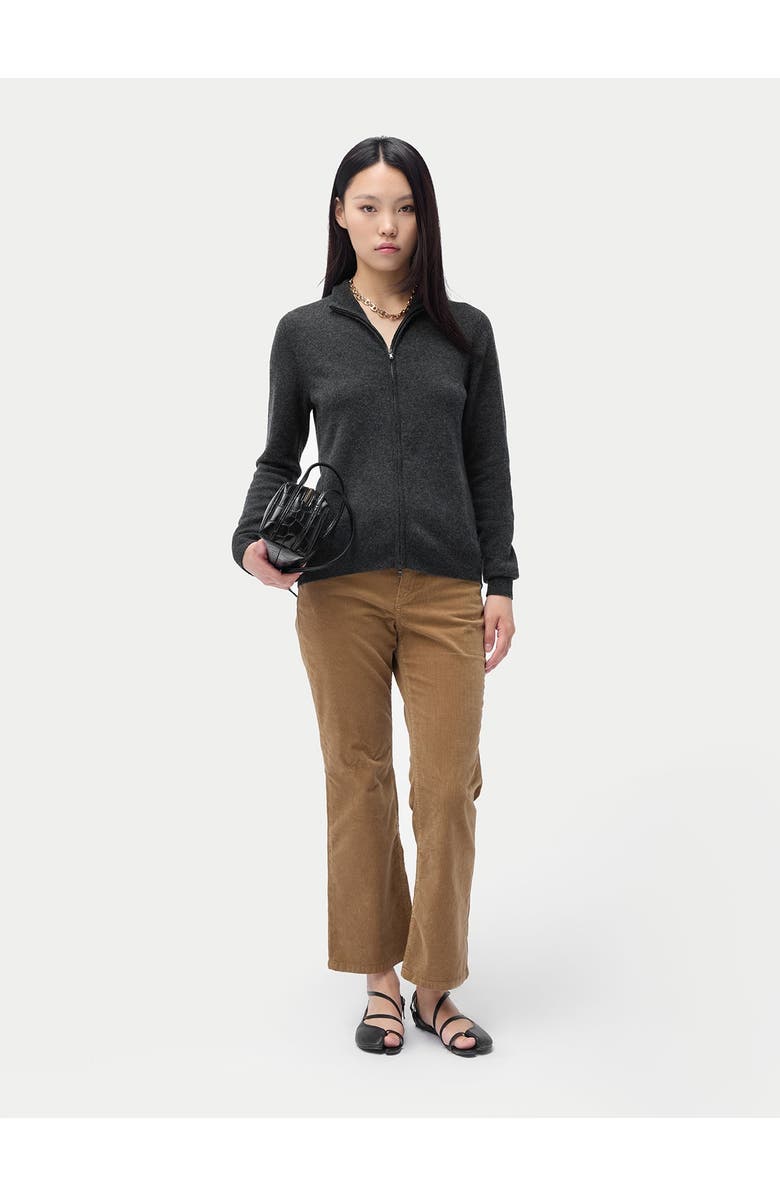 GOBI Mongolian Cashmere Essential Cashmere Full-Zip Cardigan, Alternate, color, Charcoal