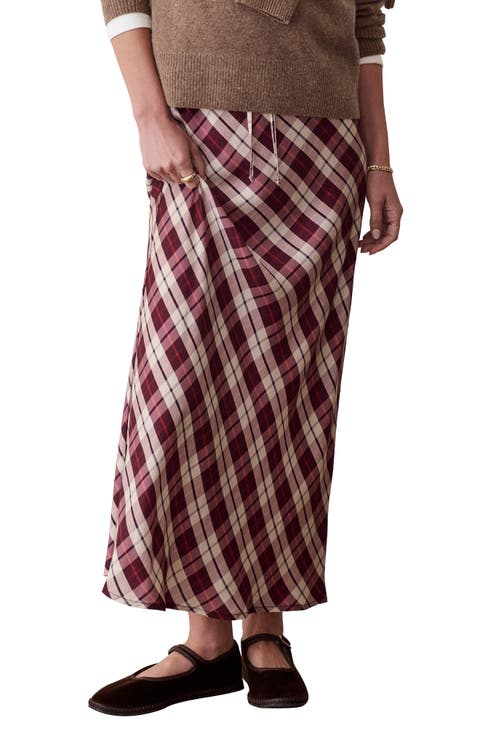 Silvia Plaid Drawstring Maxi Skirt