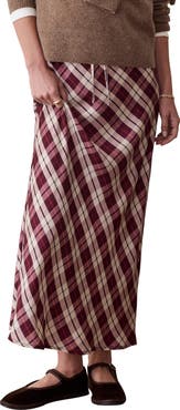Marine Layer Silvia Plaid Drawstring Maxi Skirt