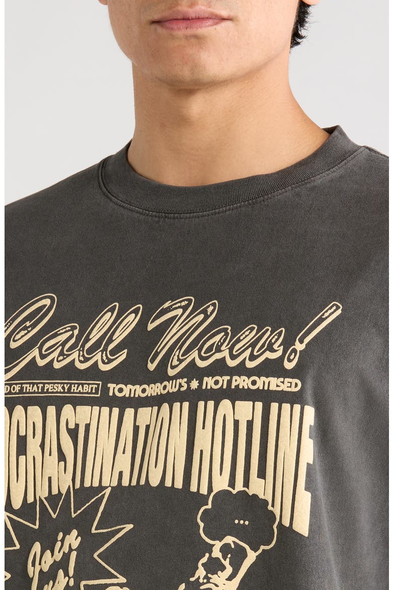 Procrastination Hotline Graphic Cotton T-Shirt, Alternate, color, BLACK