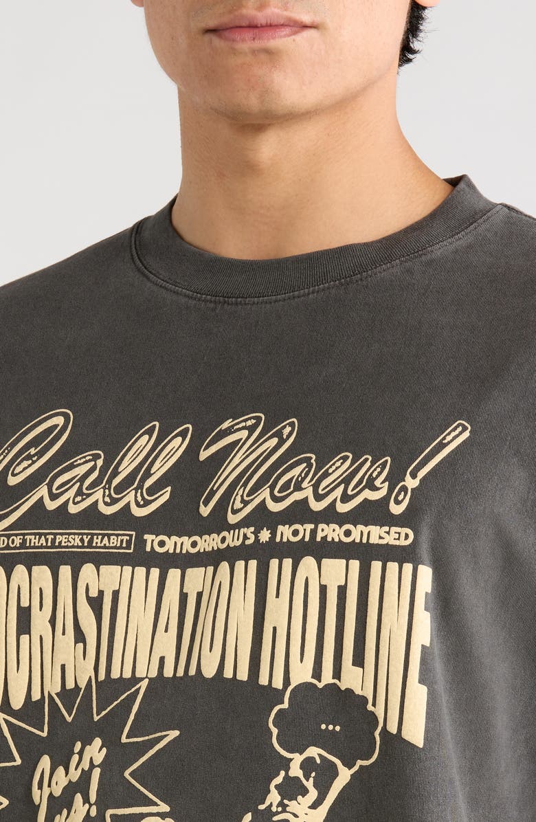 HONOR THE GIFT Procrastination Hotline Graphic Cotton T-Shirt, Alternate, color, Black