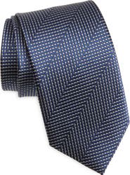 David Donahue Herringbone Jacquard Silk Tie