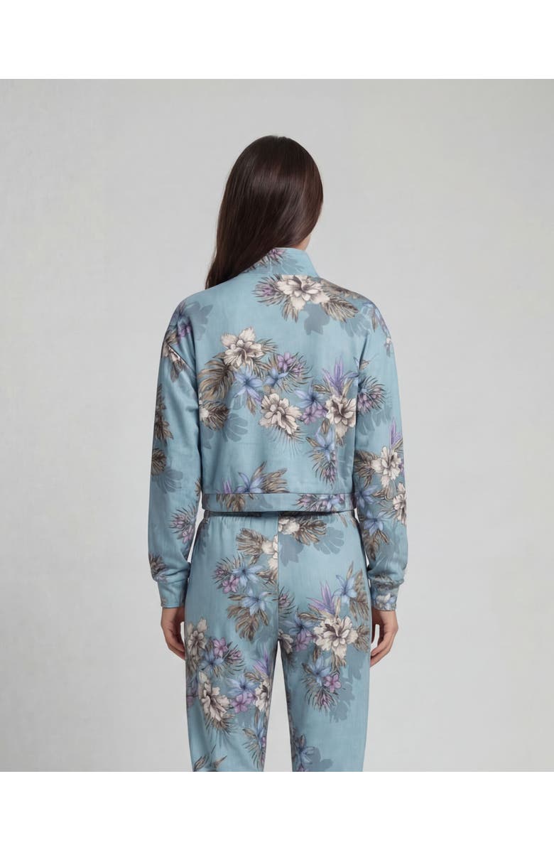 Lords of Harlech Exotic Floral Womens Cropped Zip Jacket, Alternate, color, Exotic Floral Teal