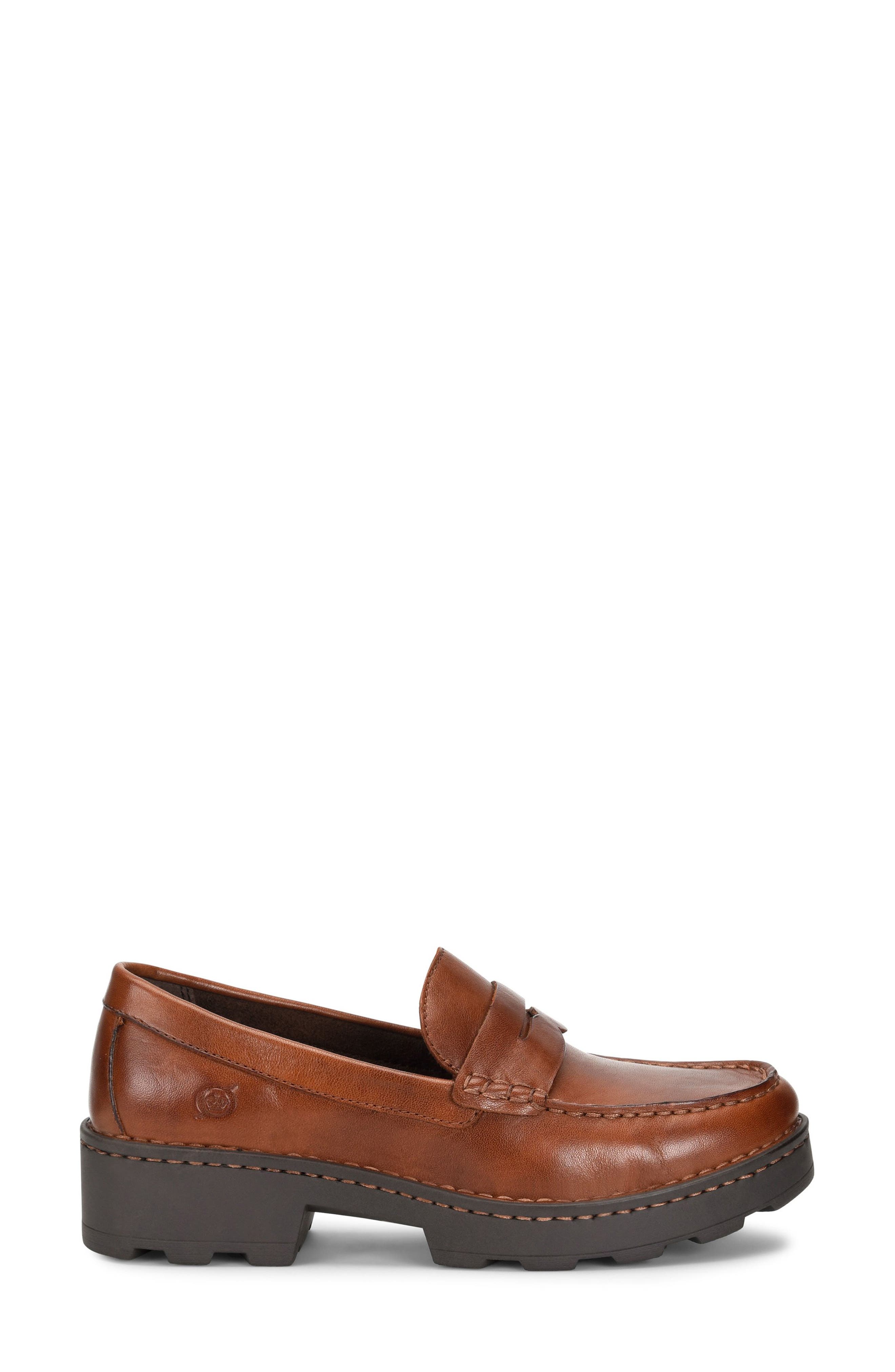 Børn Carrera Platform Penny Loafer, Alternate, color, Brown Leather