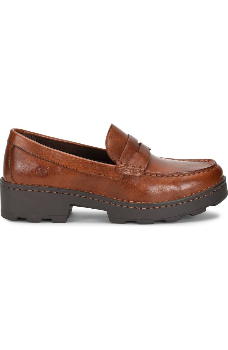 Børn Carrera Platform Penny Loafer, Alternate, color, Brown Leather