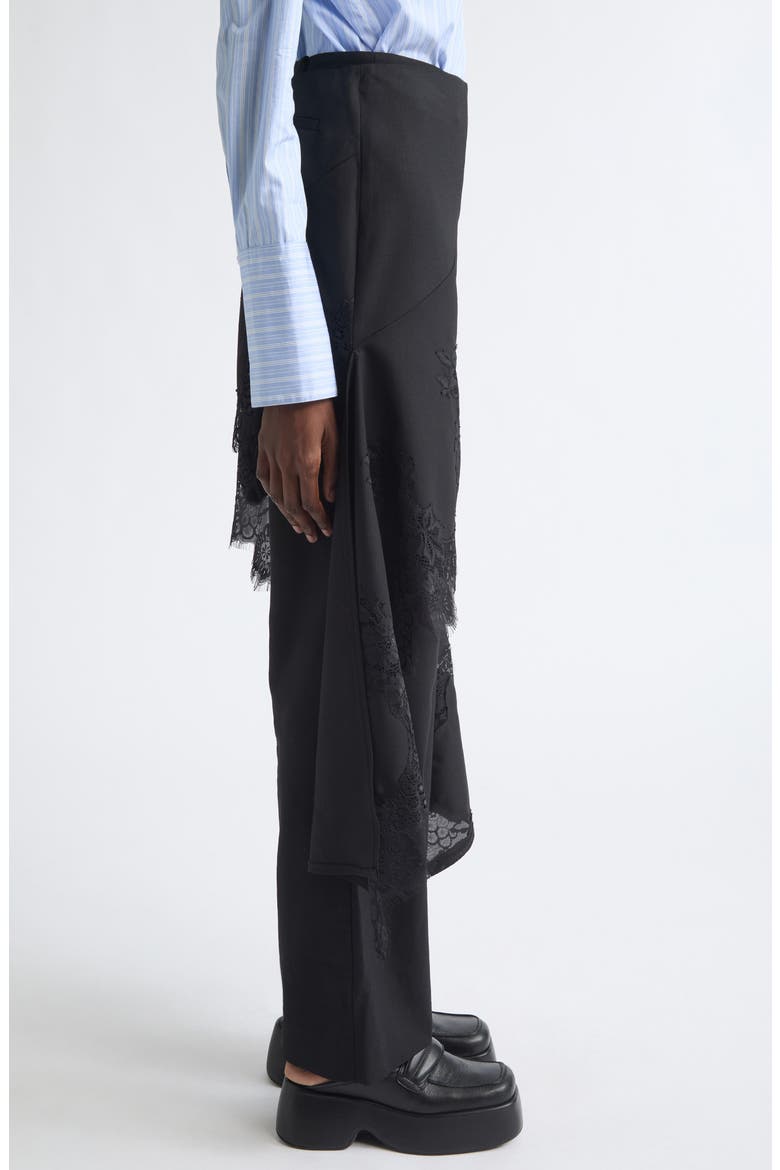 Lace Hem Deconstructed Tailored Pants, Alternate, color, BLACK