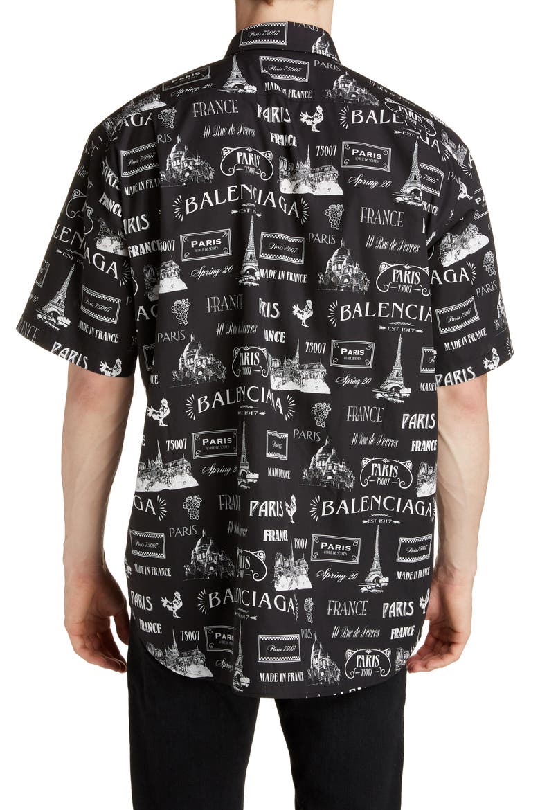 Paris Normal Fit Short Sleeve Button-Up Shirt, Alternate, color, BLACK/WHITE