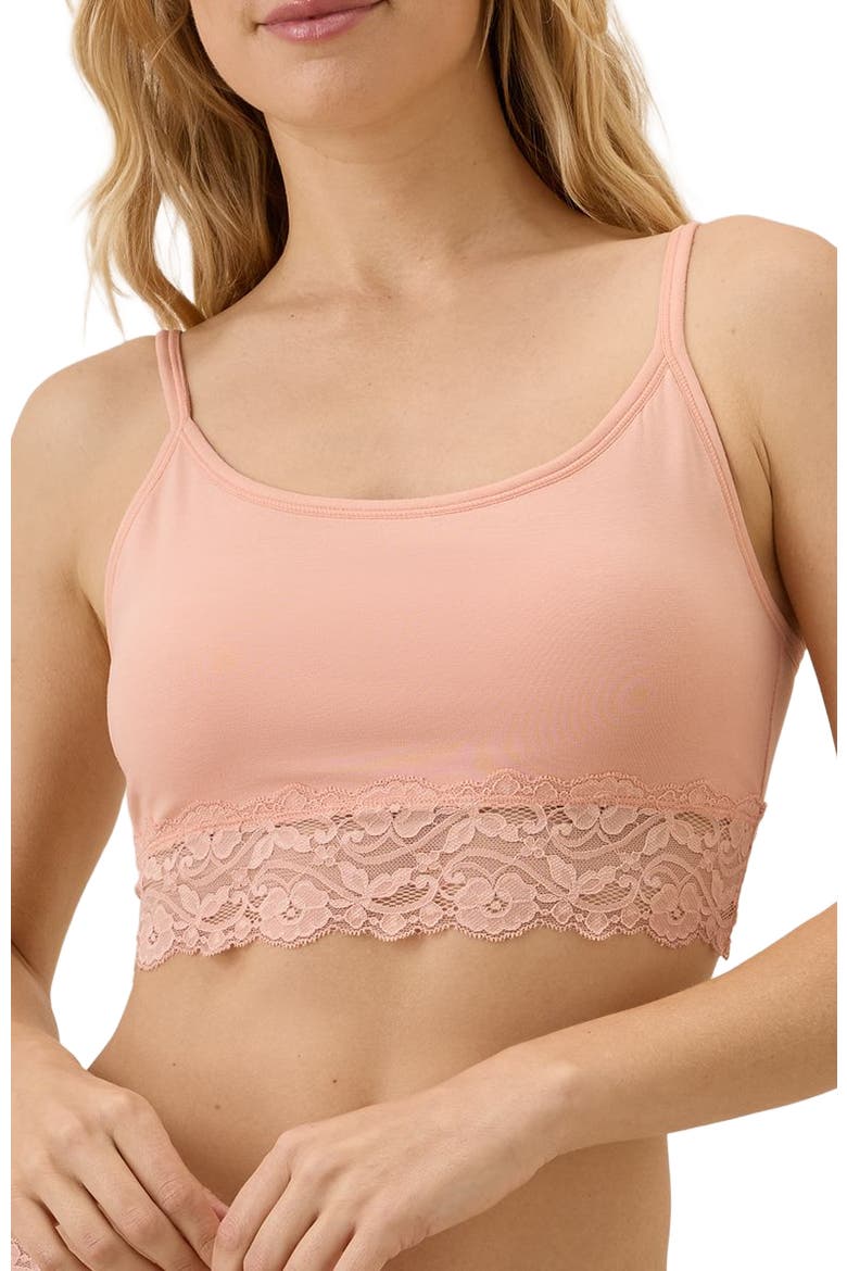 Organic Cotton Lace Smooth Cup Bralette, Alternate, color, Peach