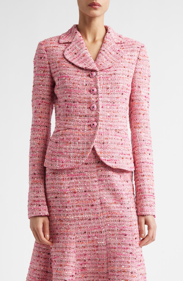 ST. JOHN Provence Tweed Jacket, Main, color, Peony / Deep Coral Multi