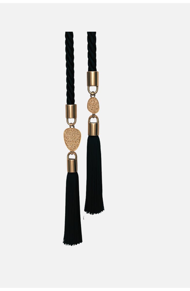 Daniela Millan Jewelry Silk Tassel Belt With Charms, Main, color, Black