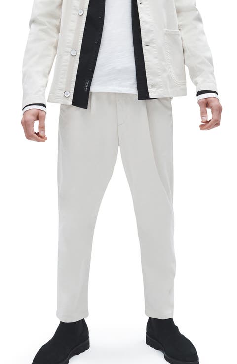 Pleated Stretch Cotton Chino Pants