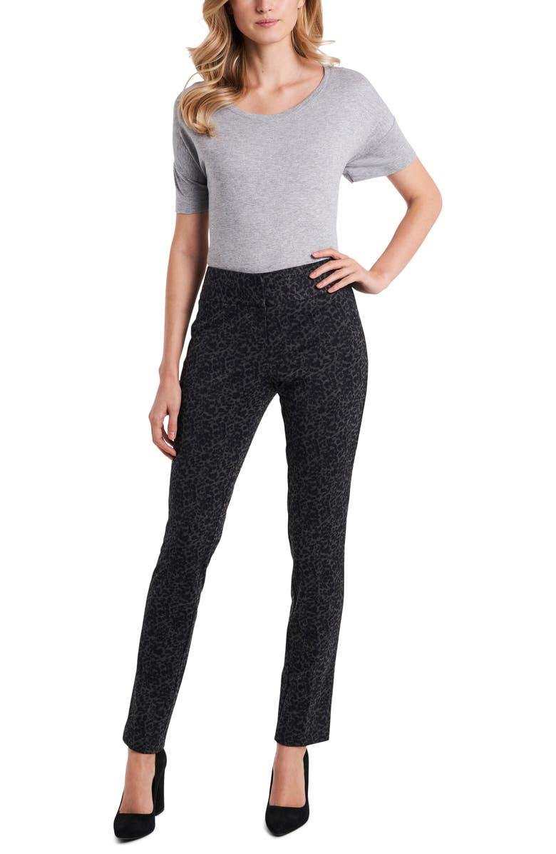 Vince Camuto Leopard Print Ponte Ankle Pants, Alternate, color, 