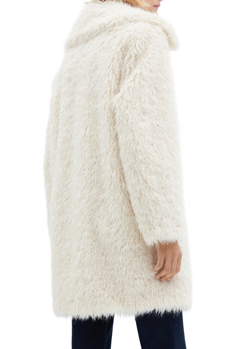 MANGO Faux Fur Toggle Coat, Alternate, color, White