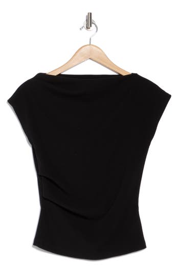 Renee C Cowl Neck Rib Knit Top In Black