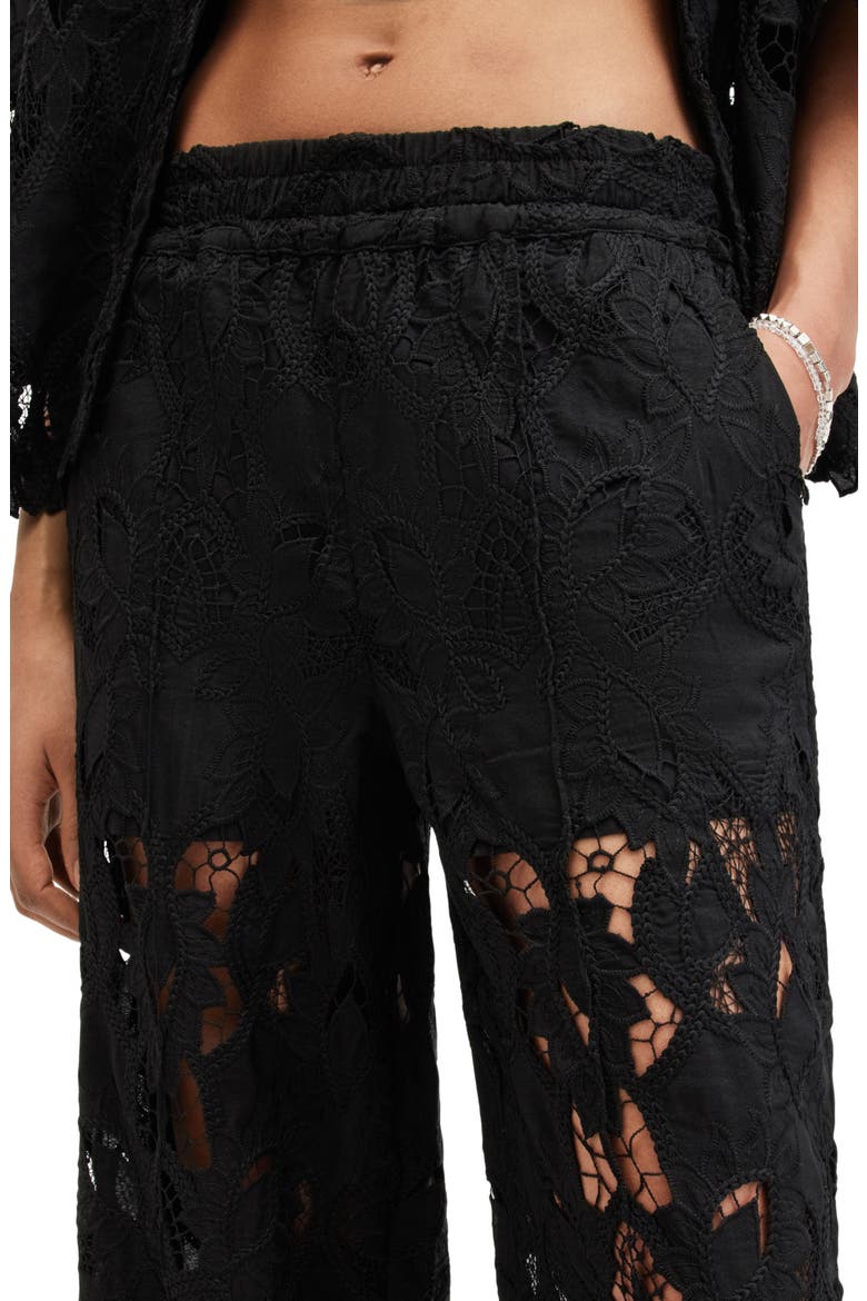 Charli Embroidered Wide Leg Pants, Alternate, color, BLACK