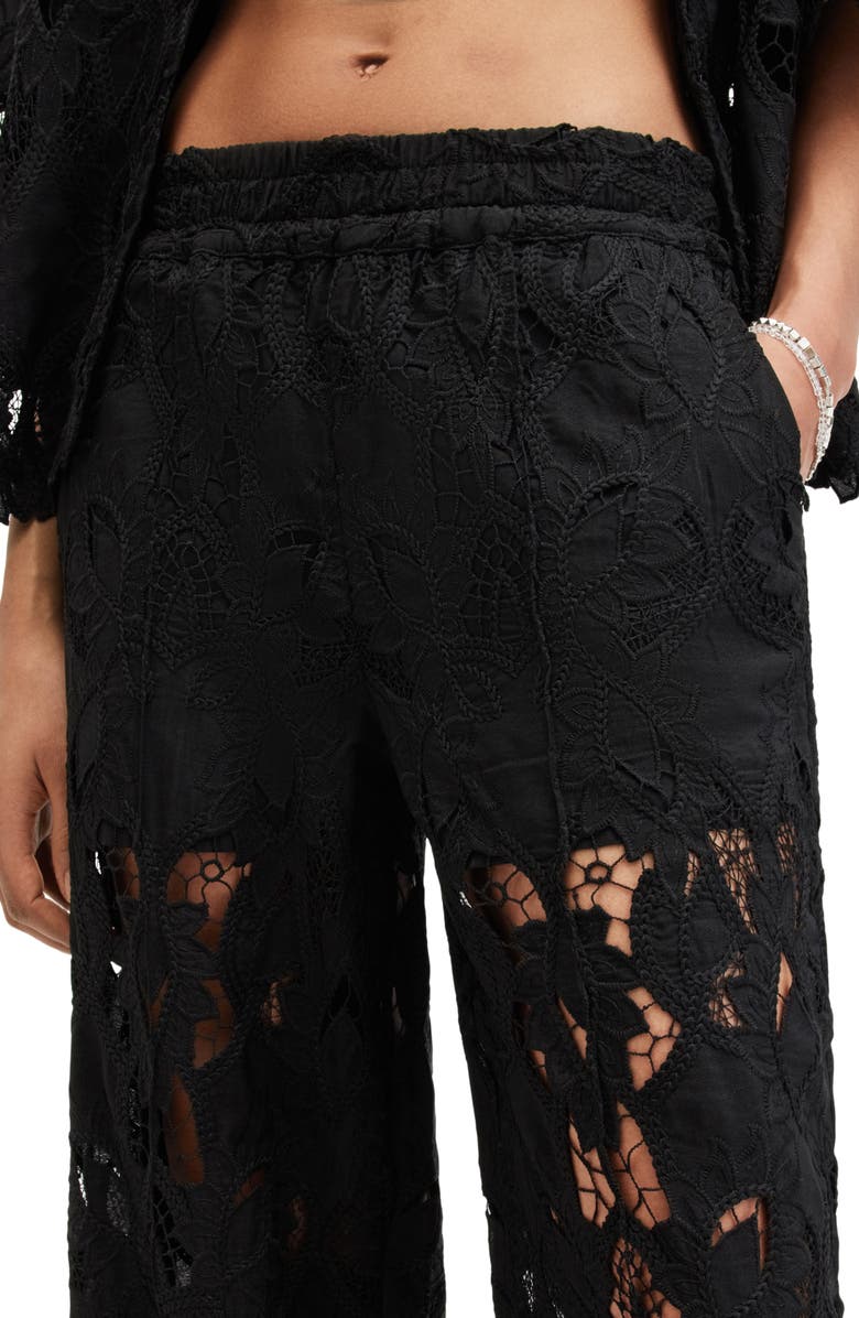 AllSaints Charli Embroidered Wide Leg Pants, Alternate, color, 