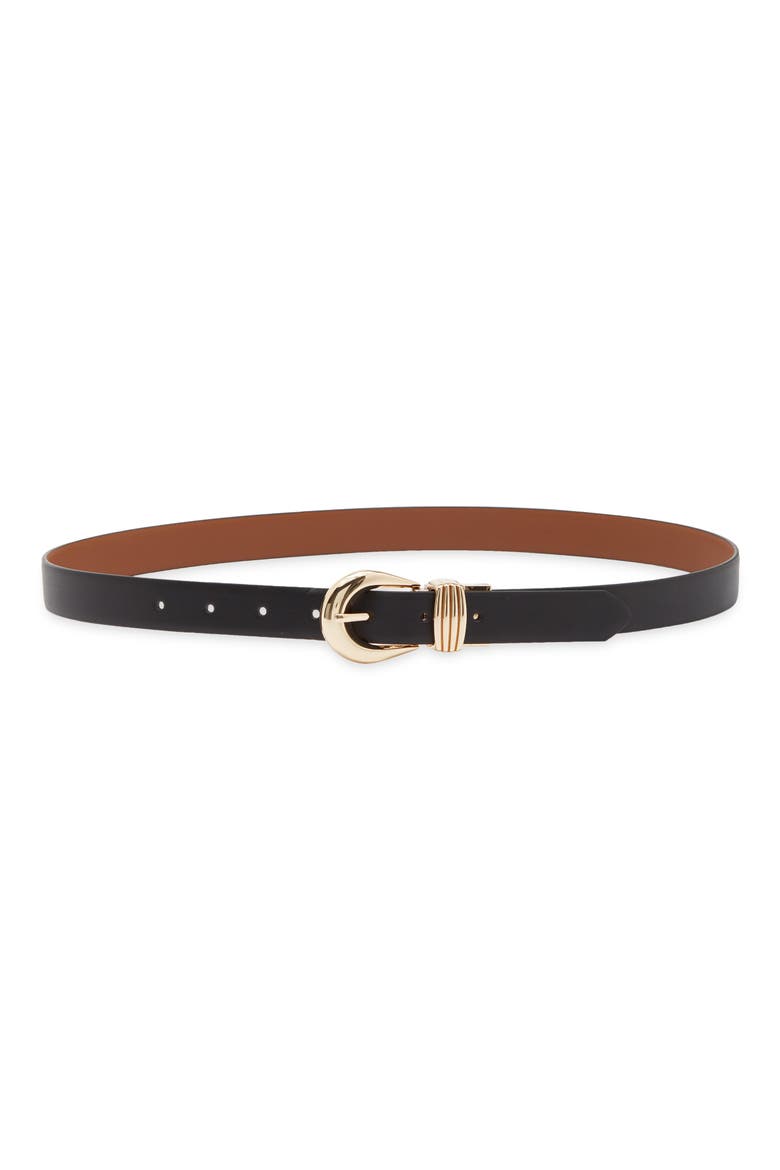 Organic Buckle Reversible Belt, Main, color, BLACK/ COGNAC