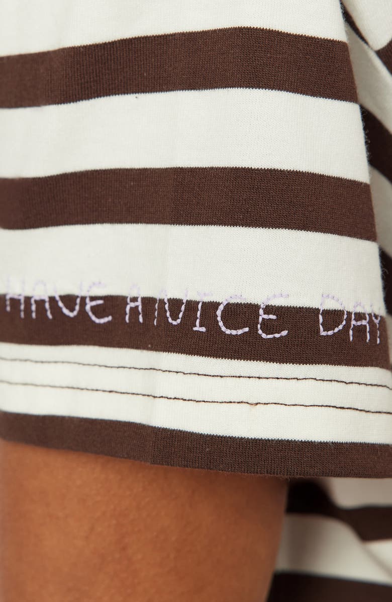 Scotch & Soda Boxy Yarn Dye Stripe T-Shirt, Alternate, color, Hot Fudge/Sugar Swiz