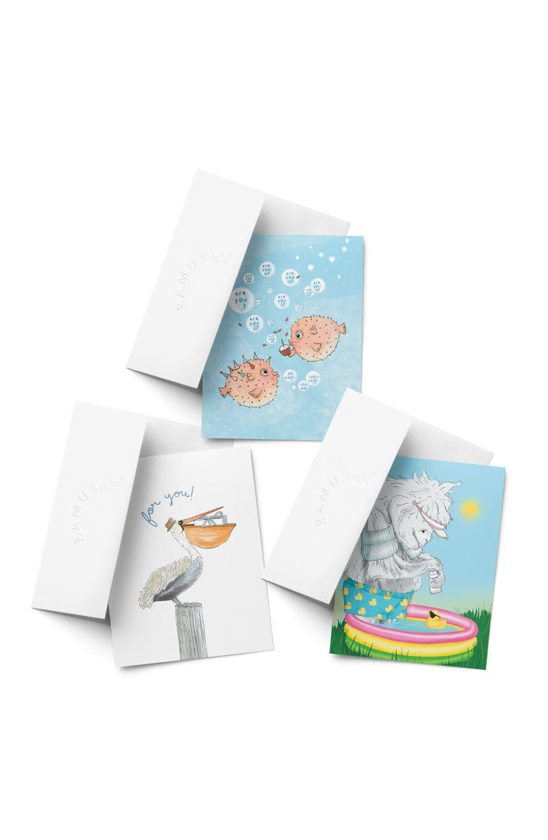 Ramus & Co Birthday Greeting Card Pack Sets (3 ct, Assorted) Are You 1, Are You 2... For You Pelican, Yeti Pool Party, Main, color, Multi-Pack