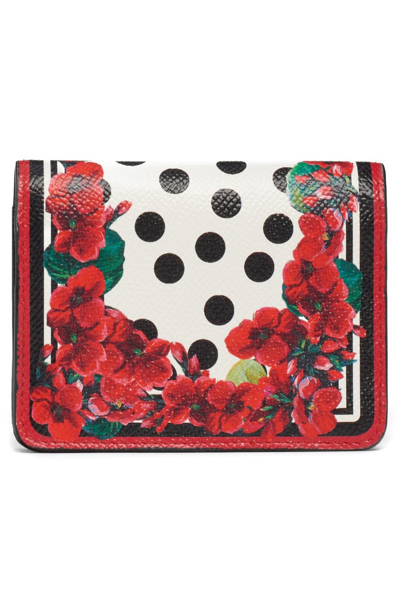 Dolce&Gabbana Small Geranium Print Leather Wallet, Alternate, color, 