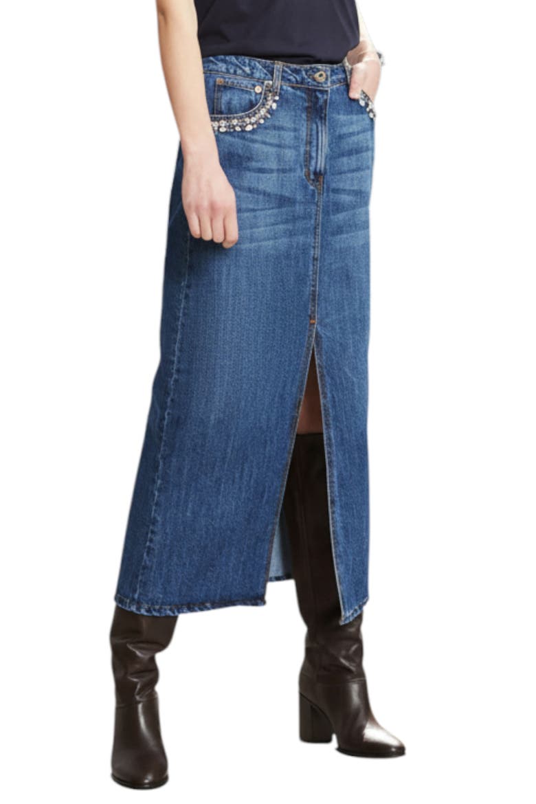 Denim Midi Skirt, Main, color, Blue