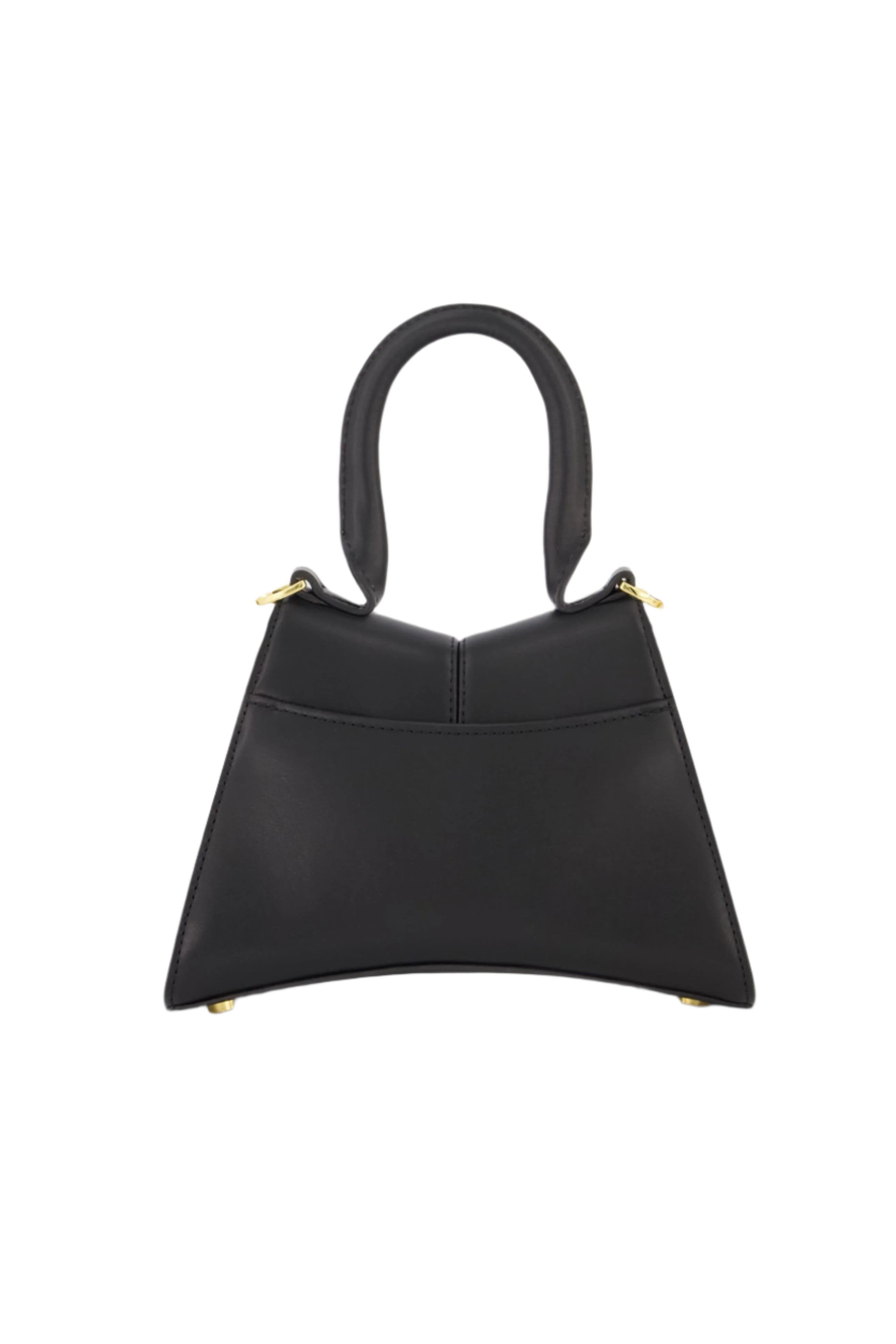 Gold Hardware Detail Angular Mini Leather Handbag, Alternate, color, Black