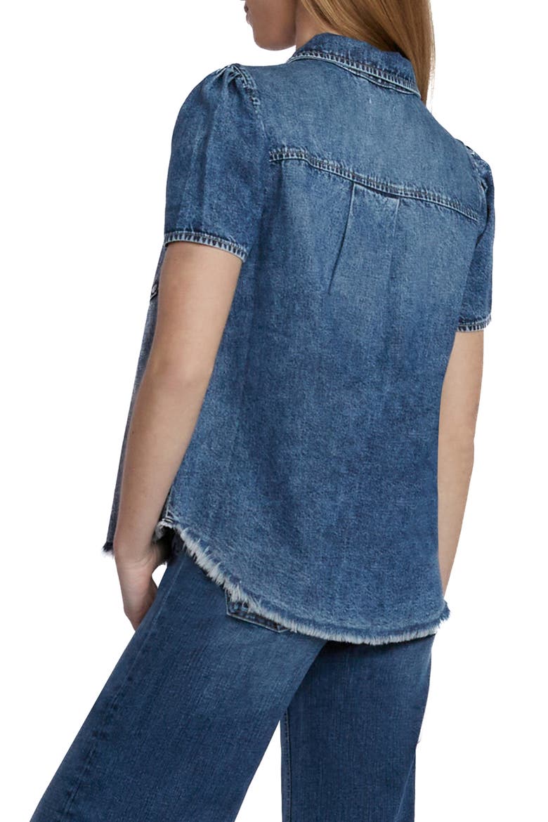 Puff Sleeve Denim Shirt, Alternate, color, DENIM SHARK