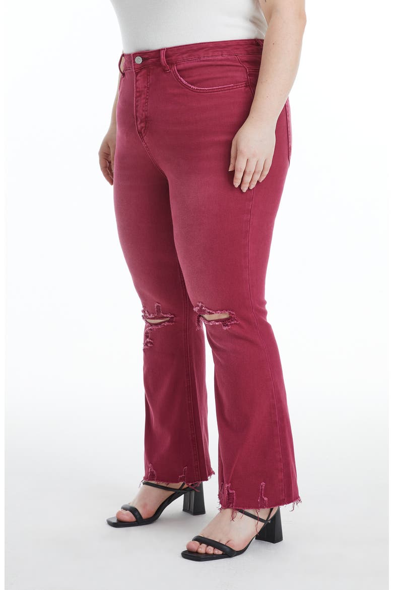 Emily High Waist Distressed Straight Leg Jeans, Alternate, color, WINE