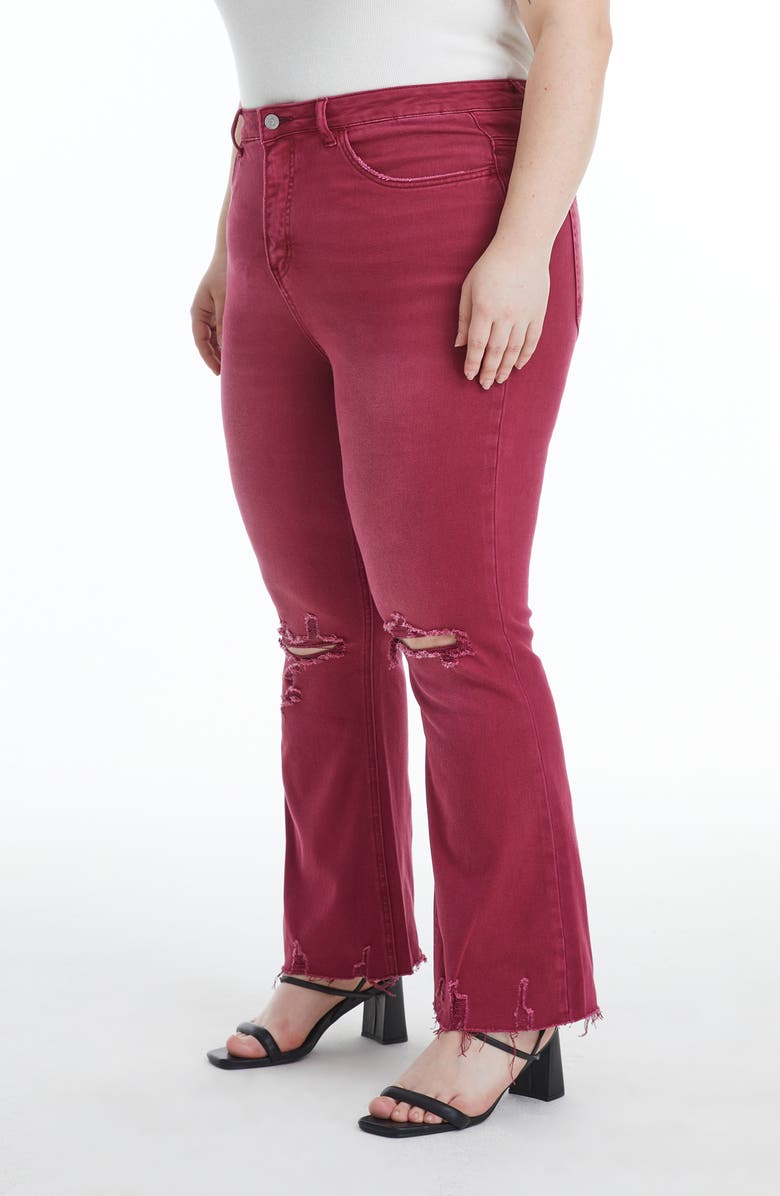 Bayeas Emily High Waist Distressed Straight Leg Jeans, Alternate, color, Wine