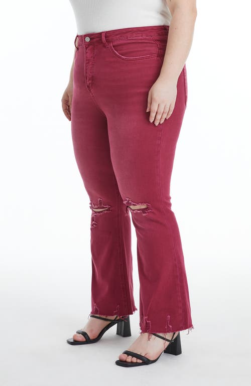 Bayeas Emily High Waist Distressed Straight Leg Jeans In Wine