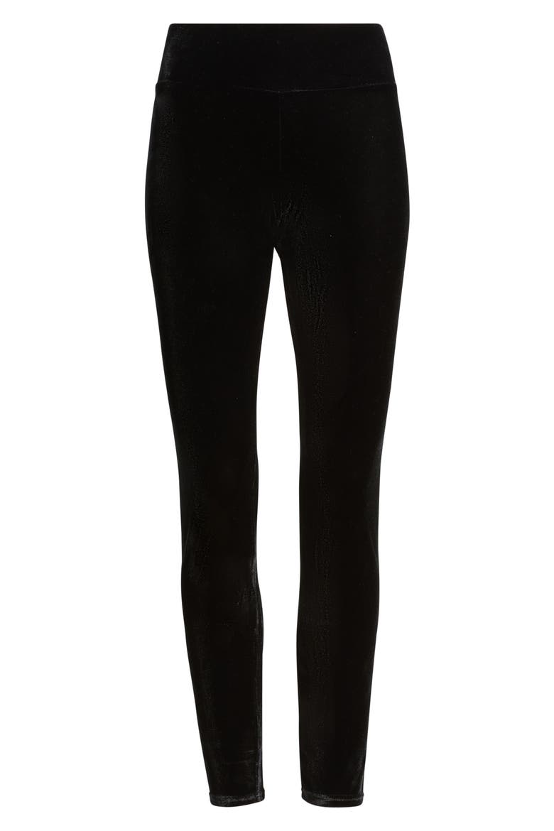High Waist Velvet Leggings, Alternate, color, BLACK