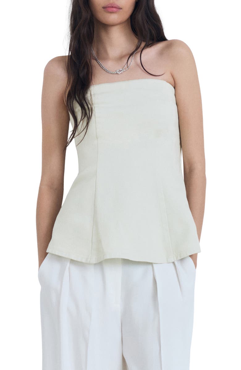 MANGO Strapless Flared Top, Main, color, Pastel Green
