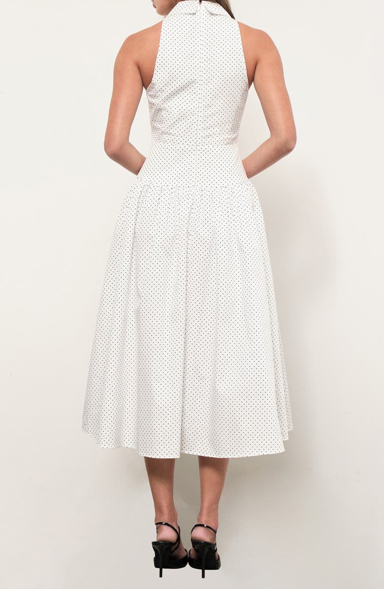 MAUDE CLUB Davina Polka Dot Fit & Flare Midi Dress, Alternate, color, White Navy Dots