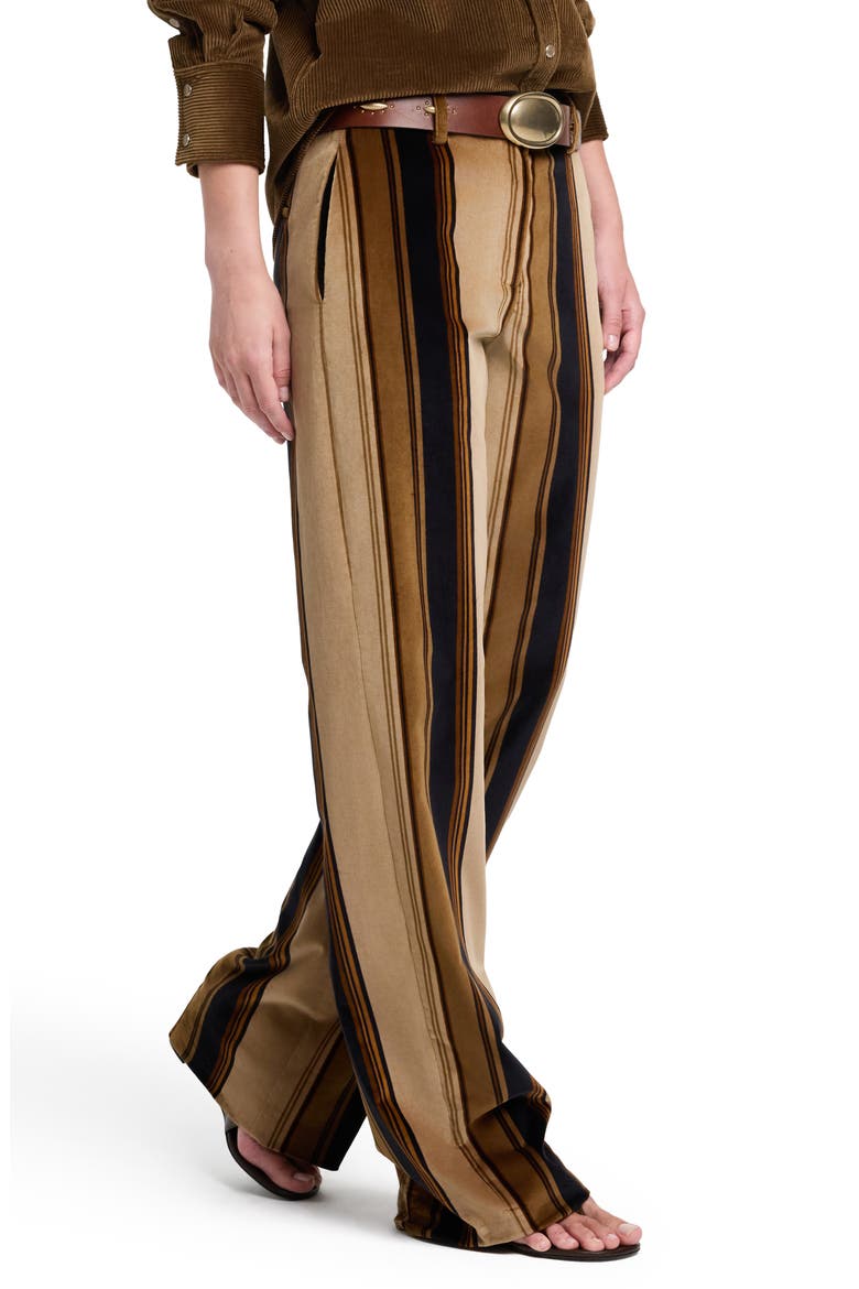 Isla Stripe High Waist Wide Leg Pants, Alternate, color, SEPIA TINT/ MIDNIGHT
