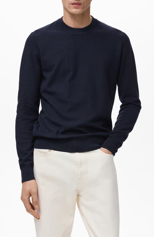 Mango Men's Microstructure Cotton Knitted Sweater In Black