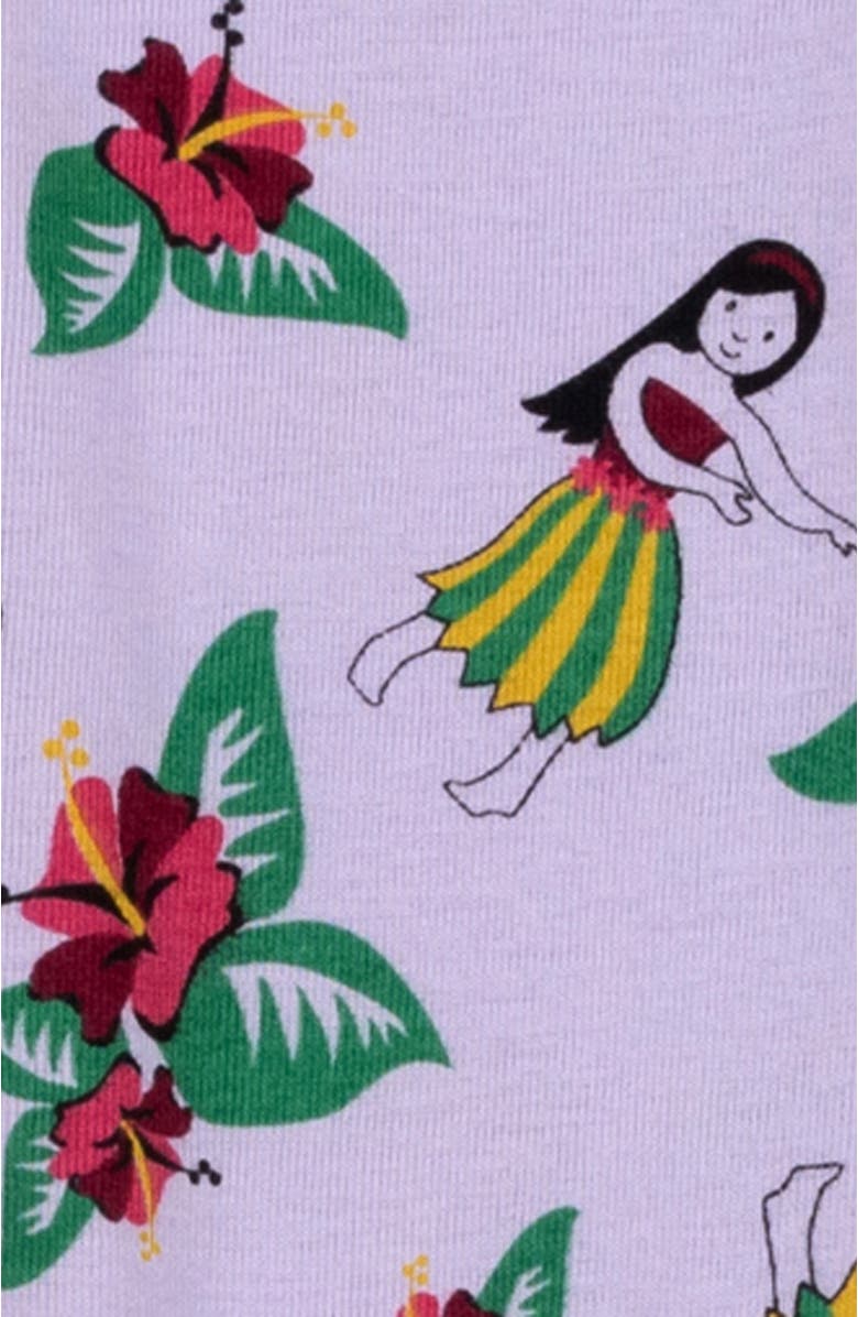 Leveret Footed Printed Cotton Pajamas, Animal, Holiday & Fun Prints, Alternate, color, Hula