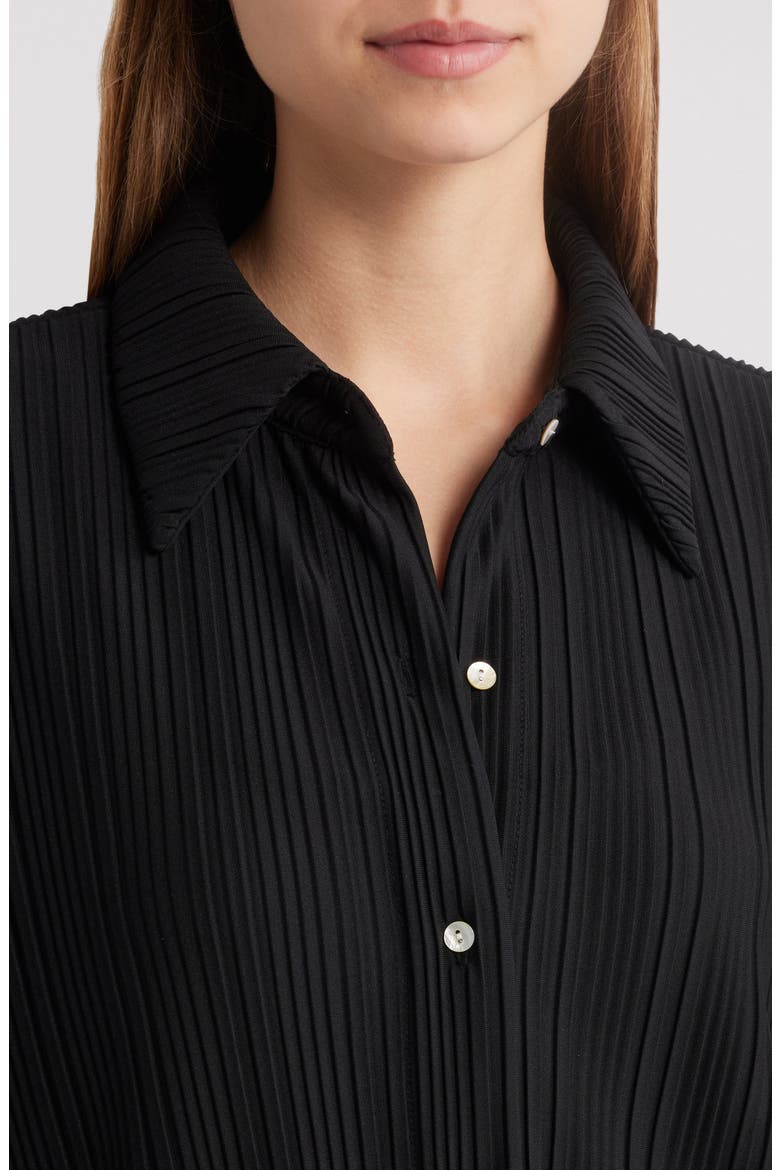 Plissé Button-Up Shirt, Alternate, color, JET