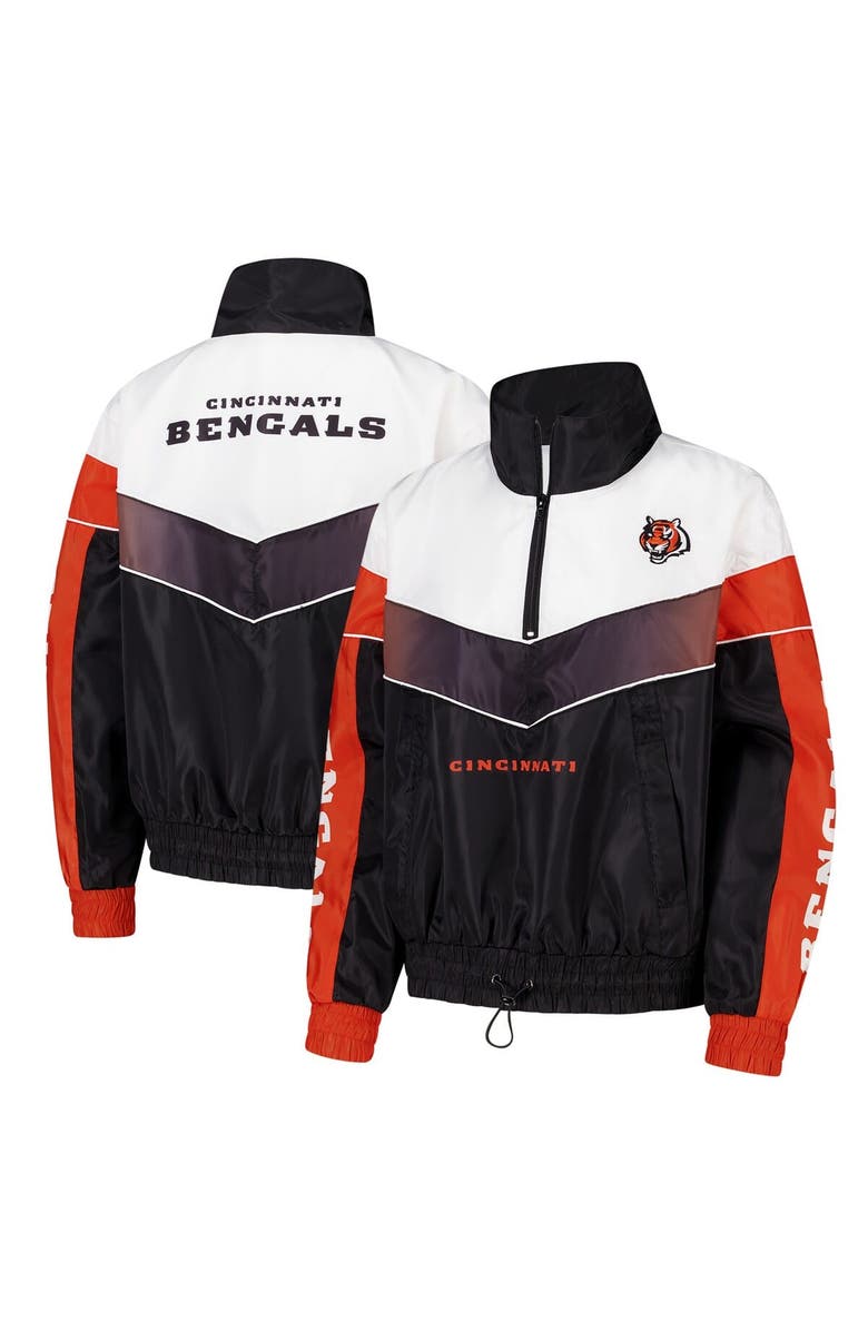 THE WILD COLLECTIVE Women's The Wild Collective Black Cincinnati Bengals 1/4 Zip Track Jacket, Main, color, Black