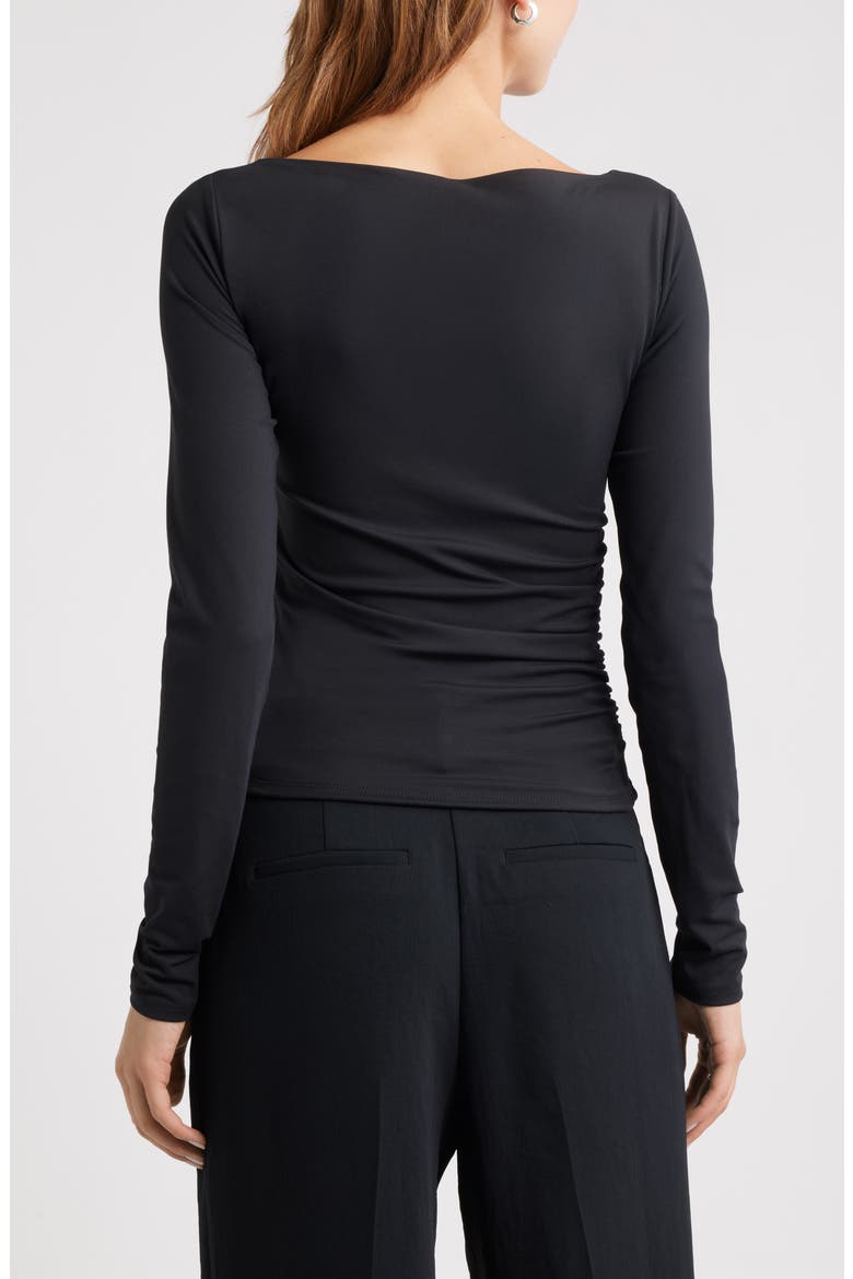 Ruched Side Top, Alternate, color, BLACK