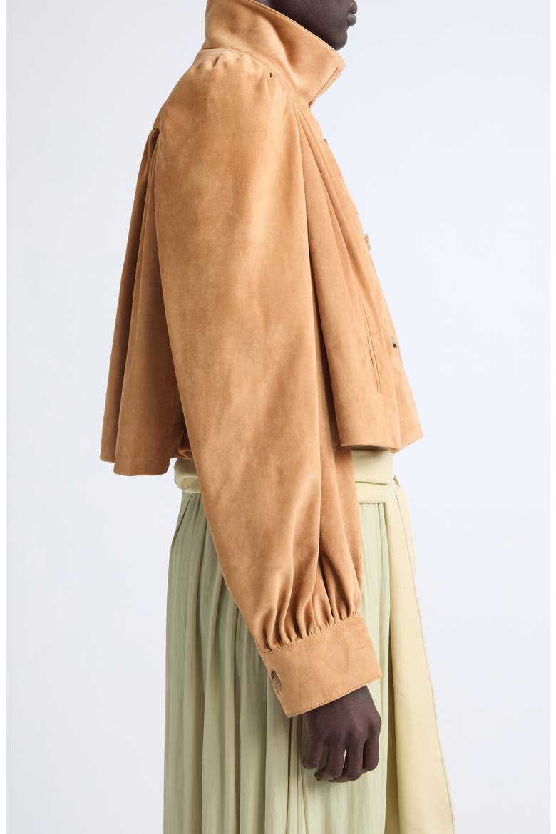 Puff Sleeve Suede Jacket, Alternate, color, CREAMY BROWN