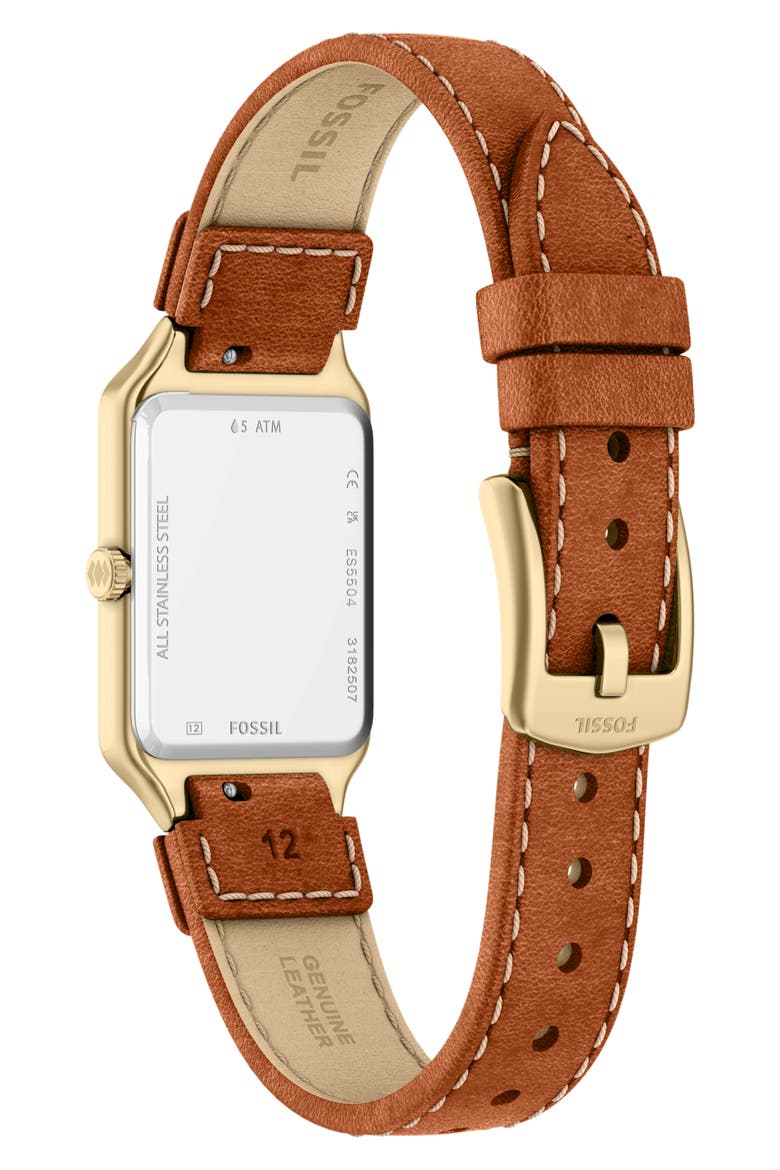 Raquel Leather Strap Watch, 23mm x 38mm, Alternate, color, GOLD/ TAN