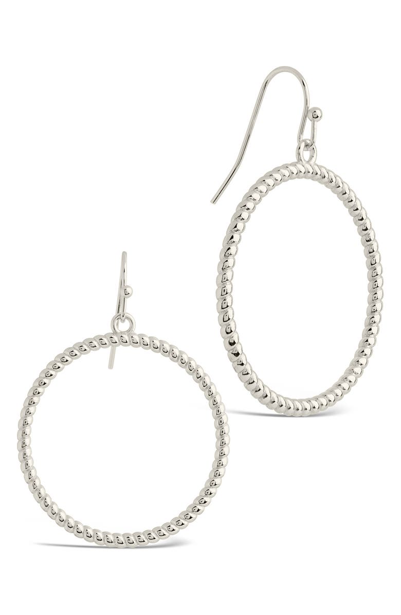 Sterling Forever Terina Hoop Drop Earrings, Main, color, Silver