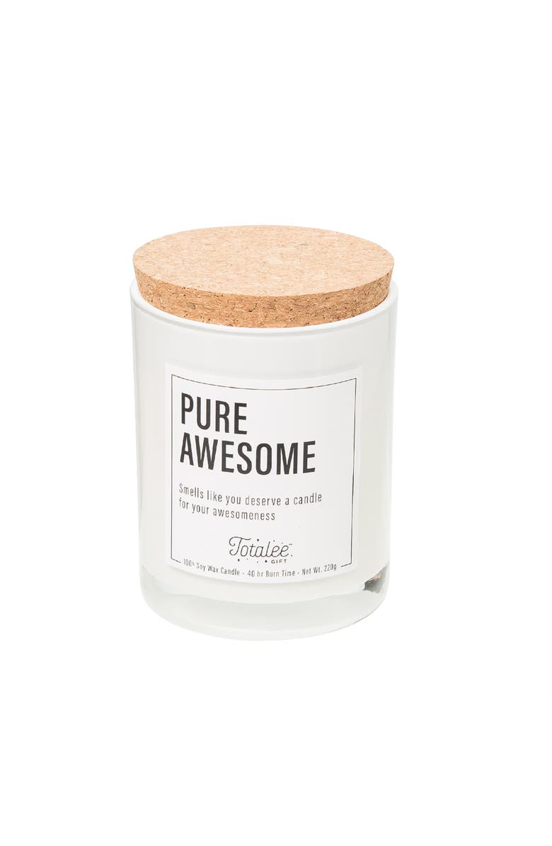 Totalee Gift Pure Awesome Soy Candle Wax White 7.76 oz Burn Time 40, Main, color, White