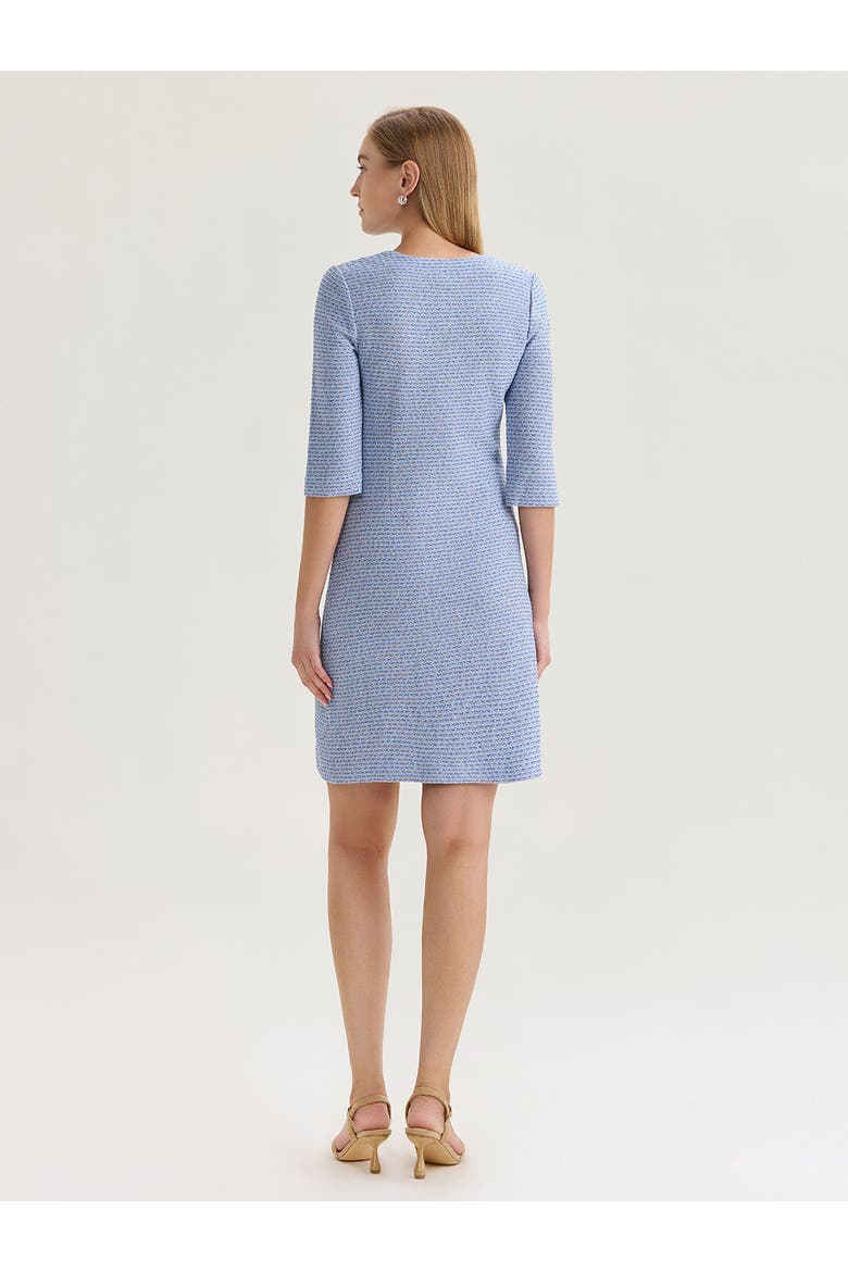 Tri-Color Tweed Knit Sheath Dress, Alternate, color, Blue/Charmeuse/Biscotti