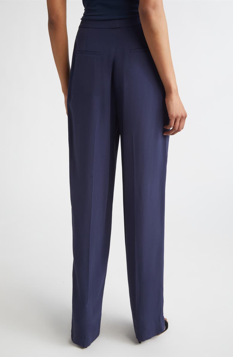 ST. JOHN Lydia Pleated Lightweight Stretch Cady Pants, Alternate, color, Midnight